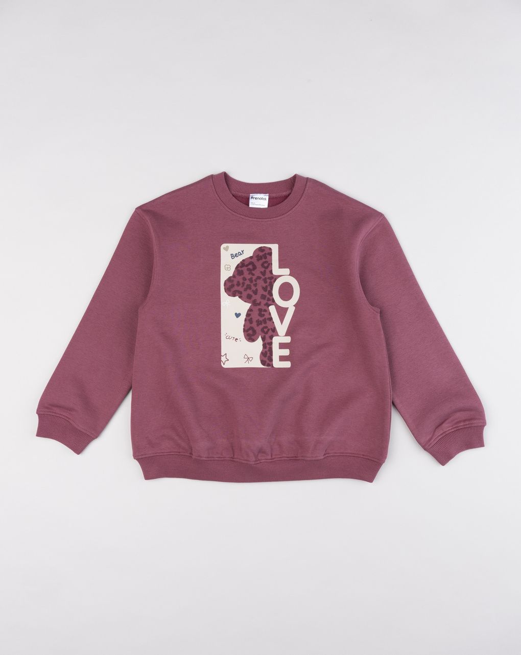 Felpa bambina girocollo bordeaux  "love bear"