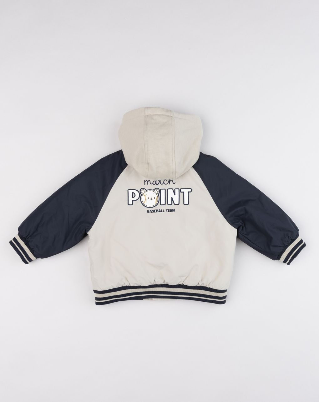 Giubbino bomber bimbo bicolor beige/blu