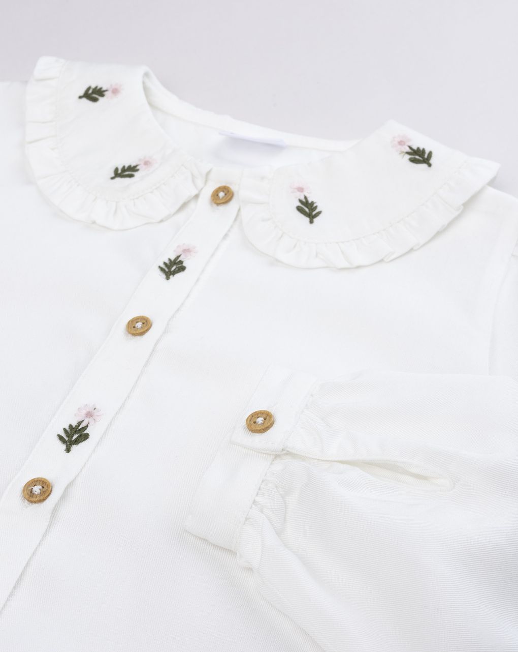 Camicia boho-chic bambina bianca con fiori