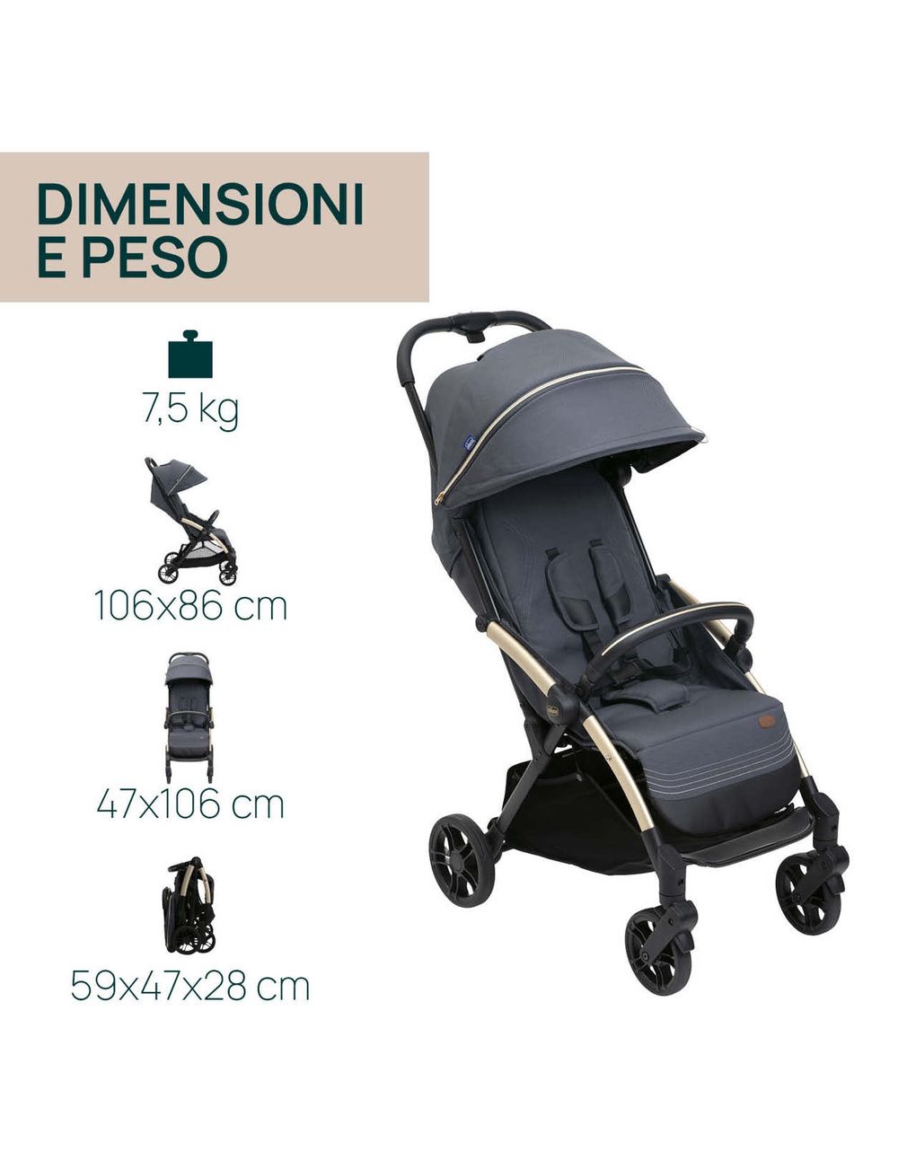 Passeggino goody xplus dark shadow - chicco