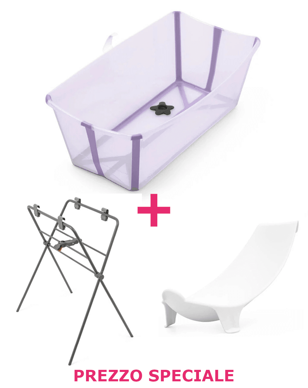 Flexi bath lavender + supporto per flexi e neonato a un prezzo speciale - stokke®