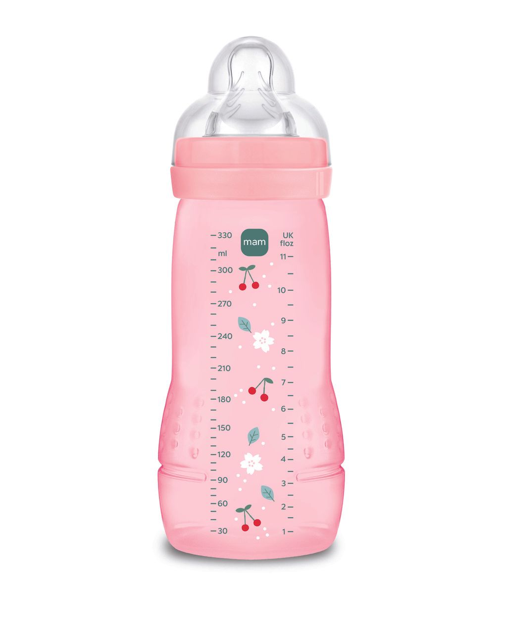 Mam biberon easy active 330 ml, biberon mam per bambini attivi ergonomico e pratico, rosa, 4+ mesi