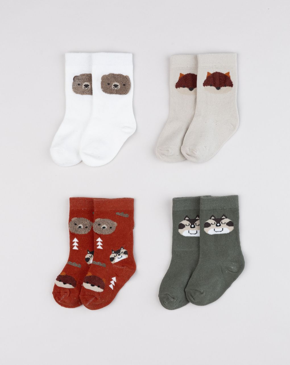 Pack 4 gambaletti bimbo con animaletti ricamati