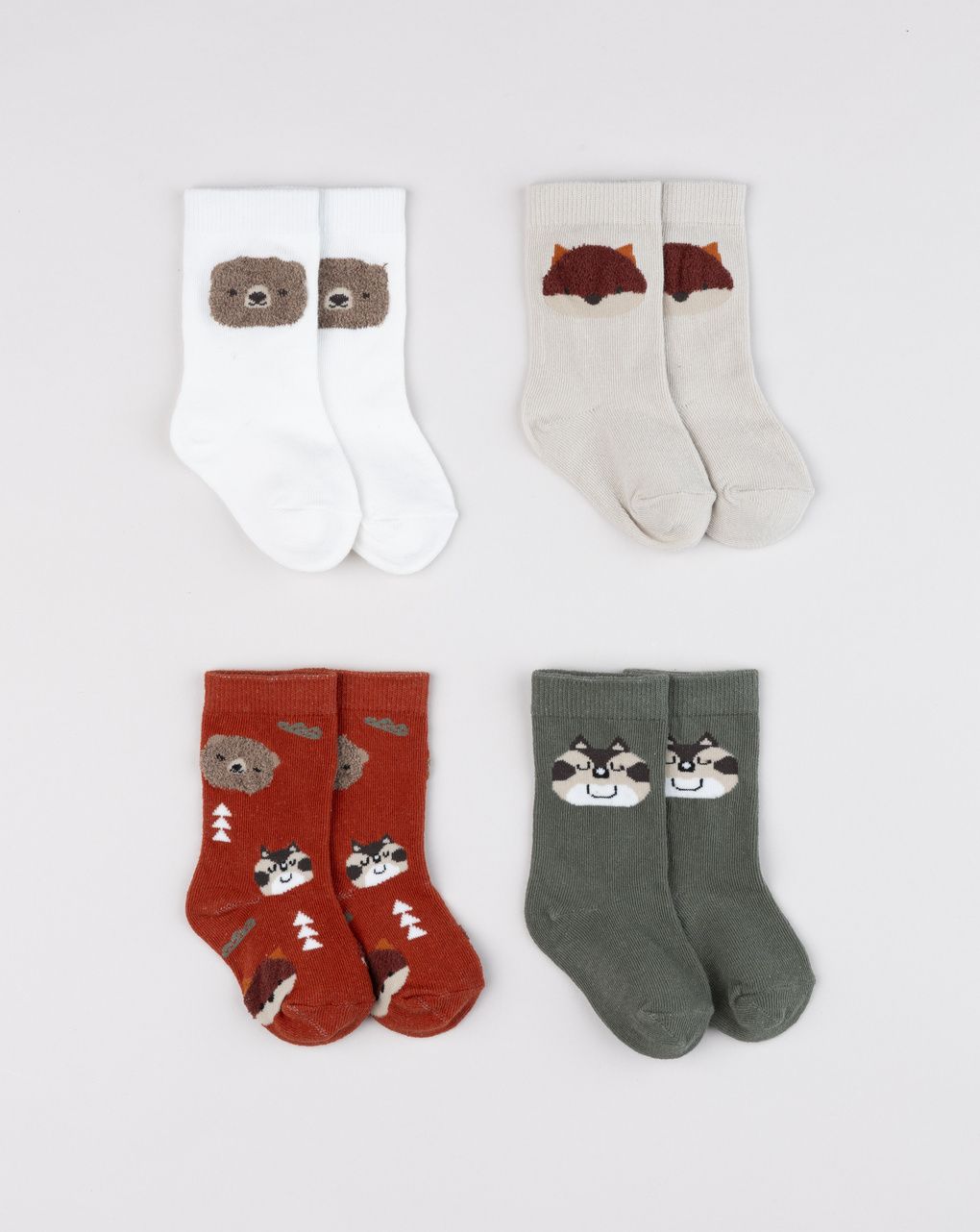 Pack 4 gambaletti bimbo con animaletti ricamati