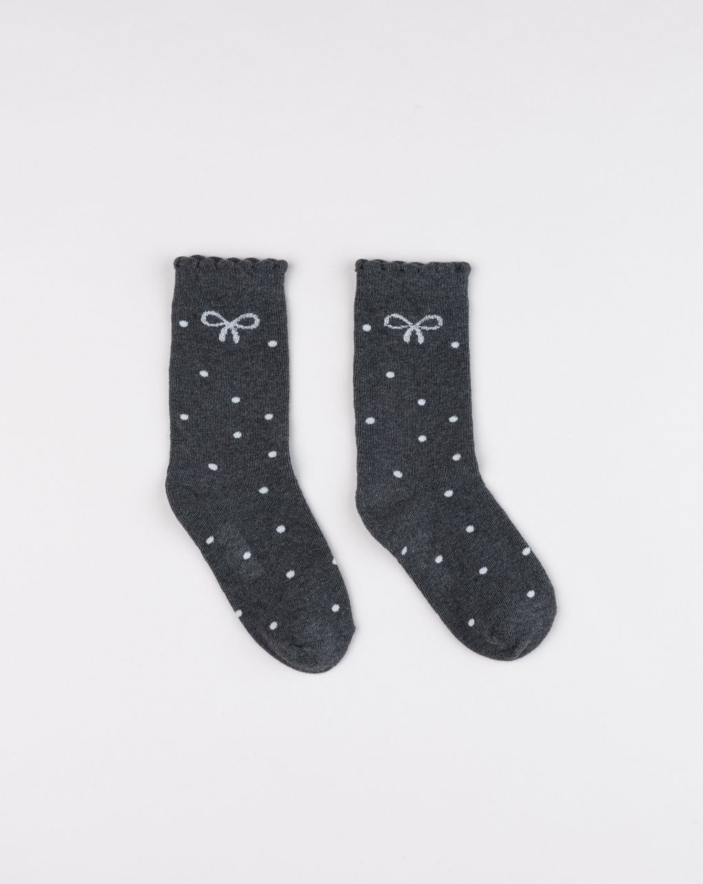 Gambaletti bambina grigio antracite con pois e fiocco