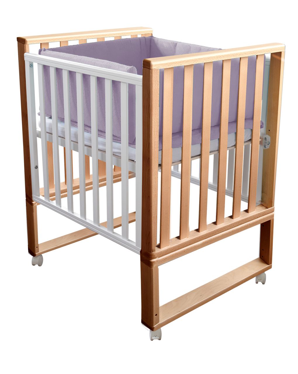 Letto infinito naturale-bianco con tessile muslin lilla - italbaby