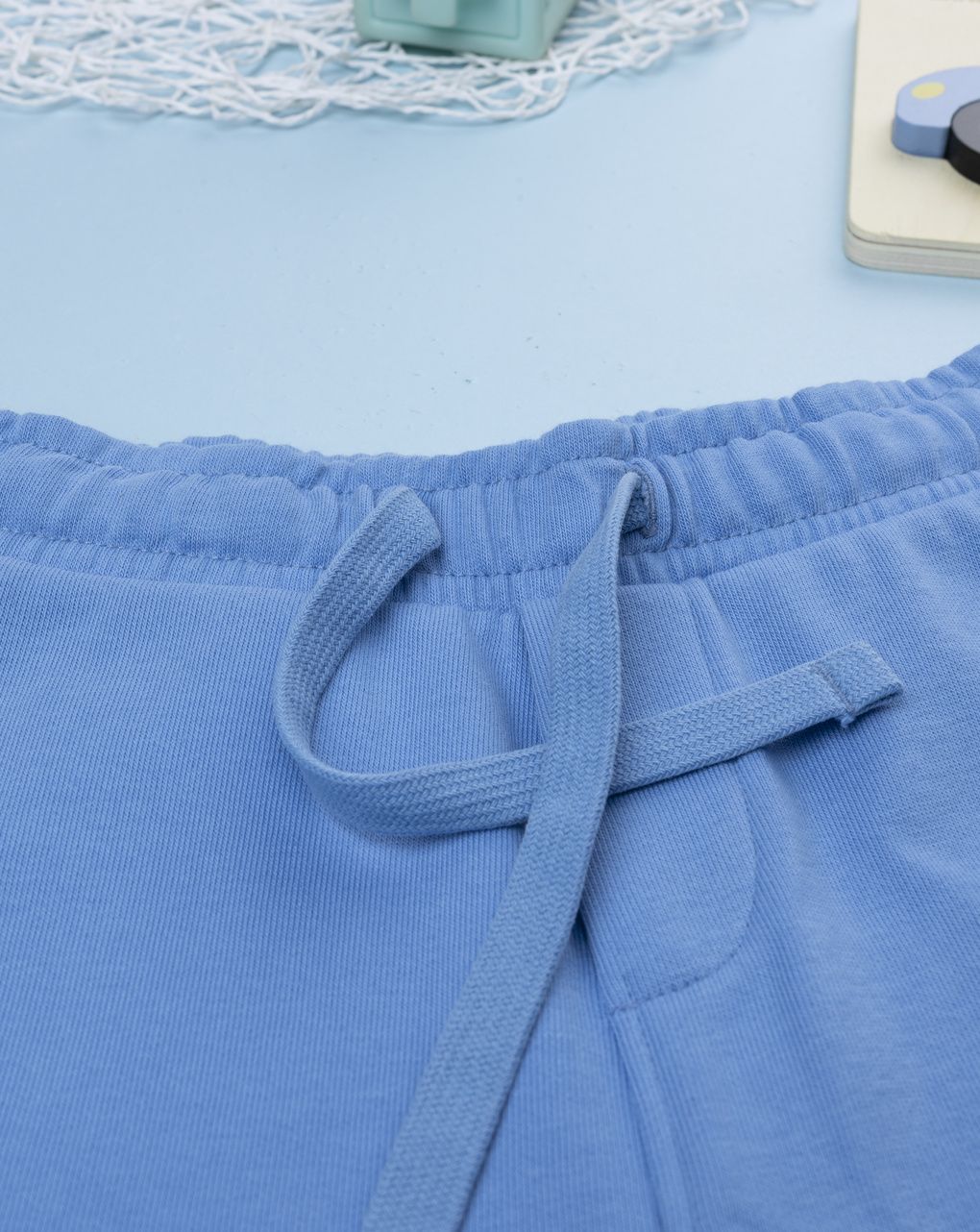 Pantalone french terry bimbo azzurro con coulisse