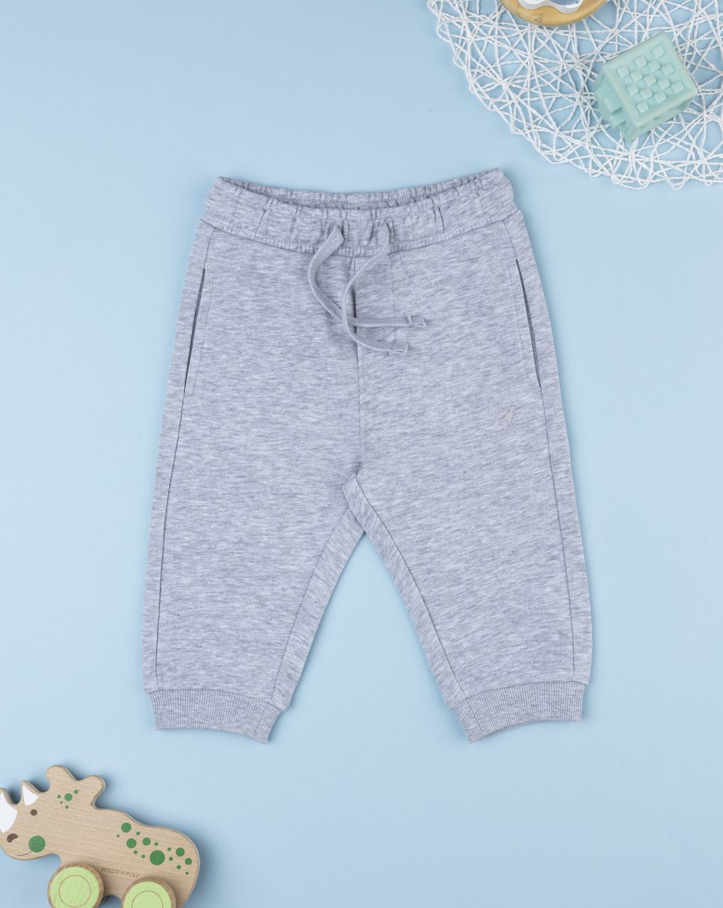 Pantalone french terry bimbo grigio con coulisse