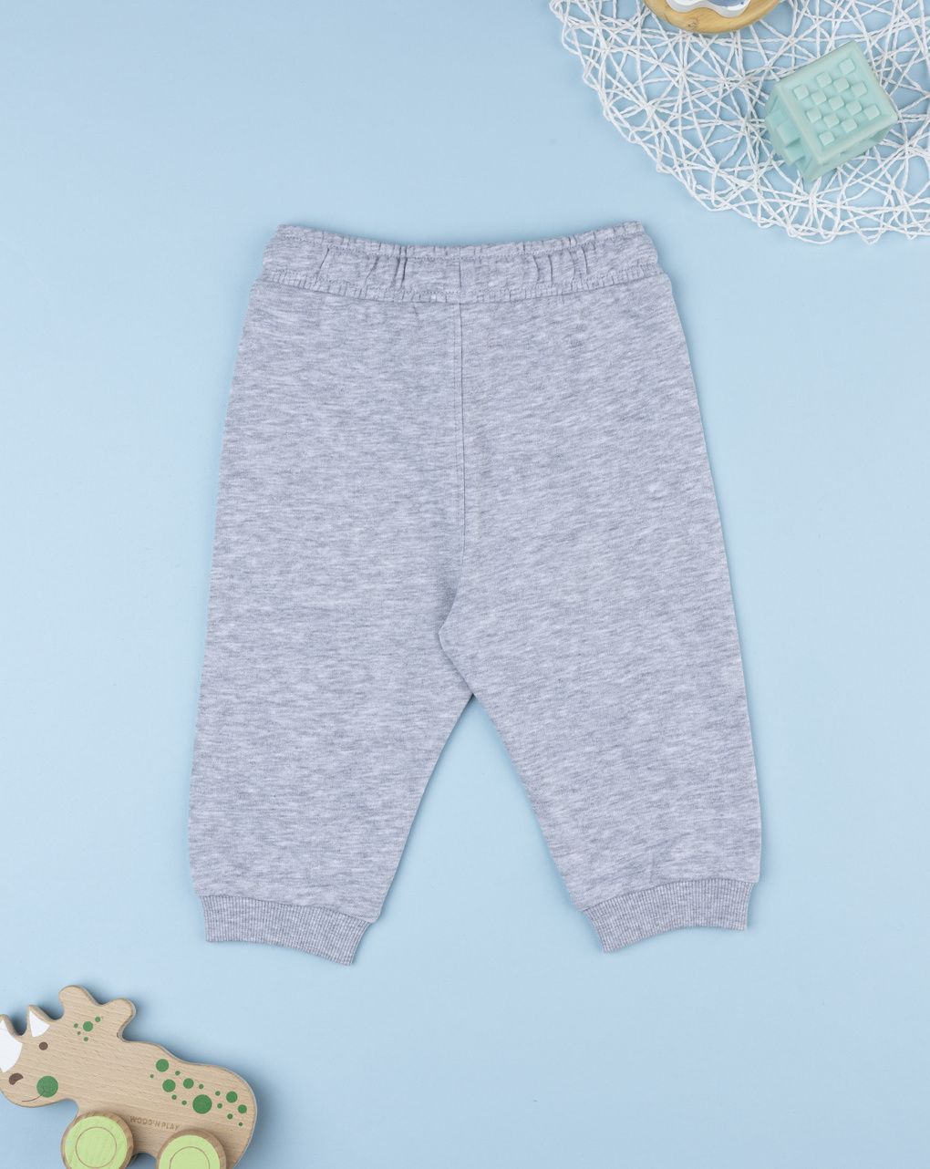 Pantalone french terry bimbo grigio con coulisse