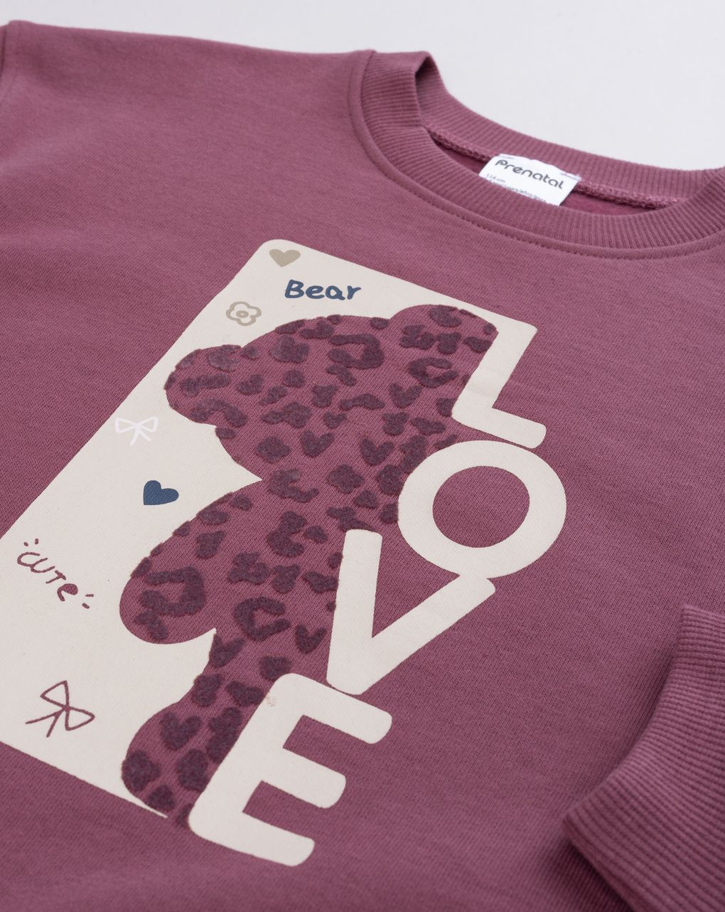 Felpa bambina girocollo bordeaux  "love bear"