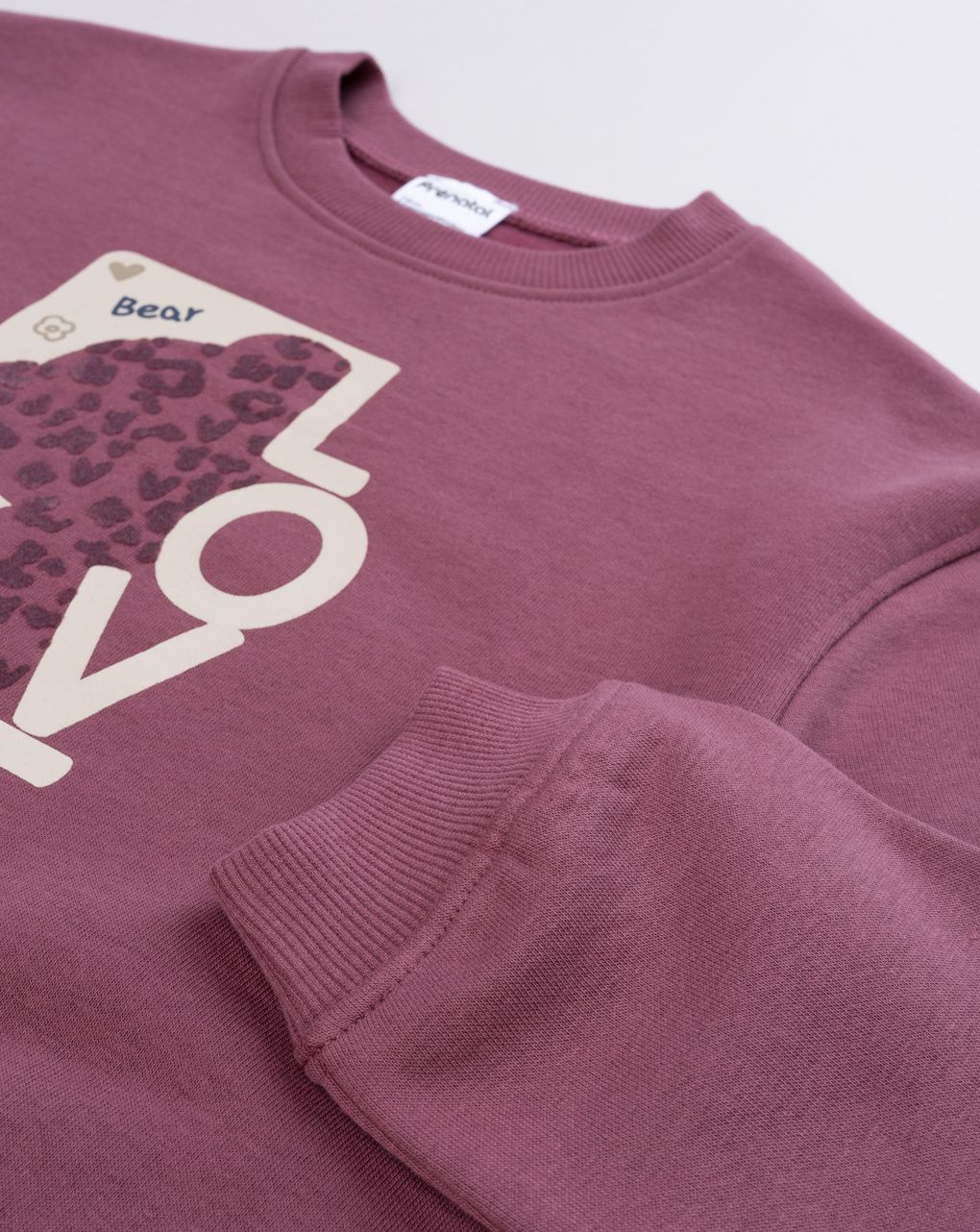 Felpa bambina girocollo bordeaux  "love bear"
