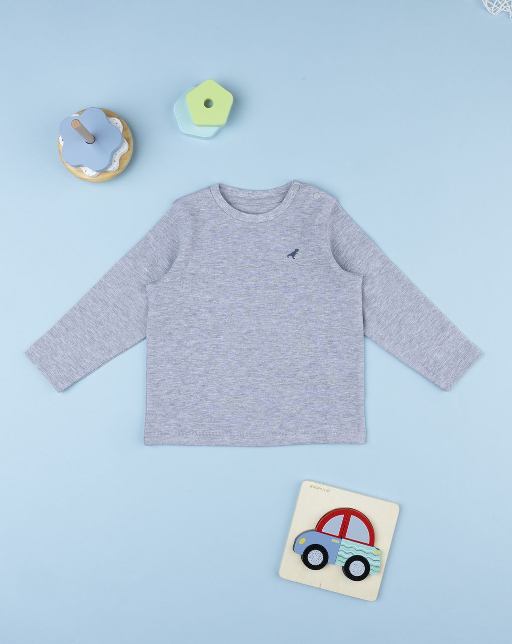 T-shirt bimbo tinta unita grigio
