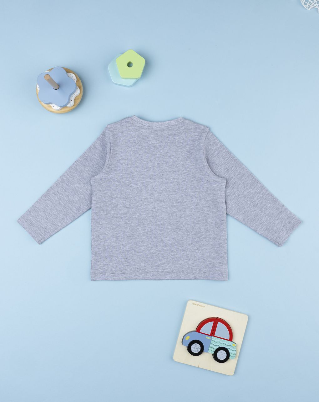 T-shirt bimbo tinta unita grigio