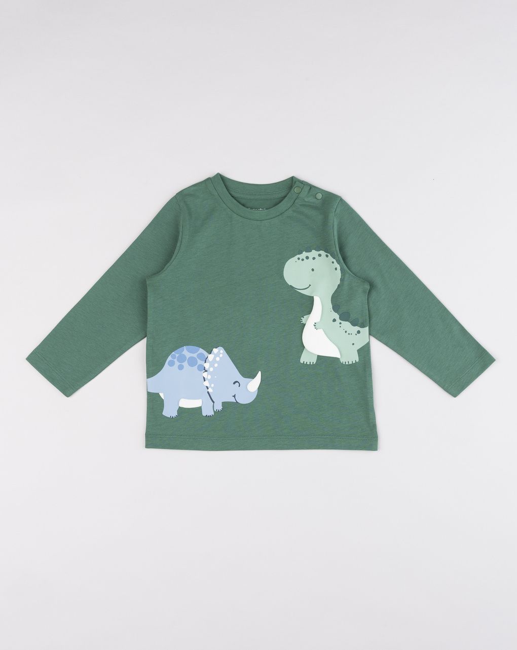 T-shirt manica lunga bimbo verde con dinosauri