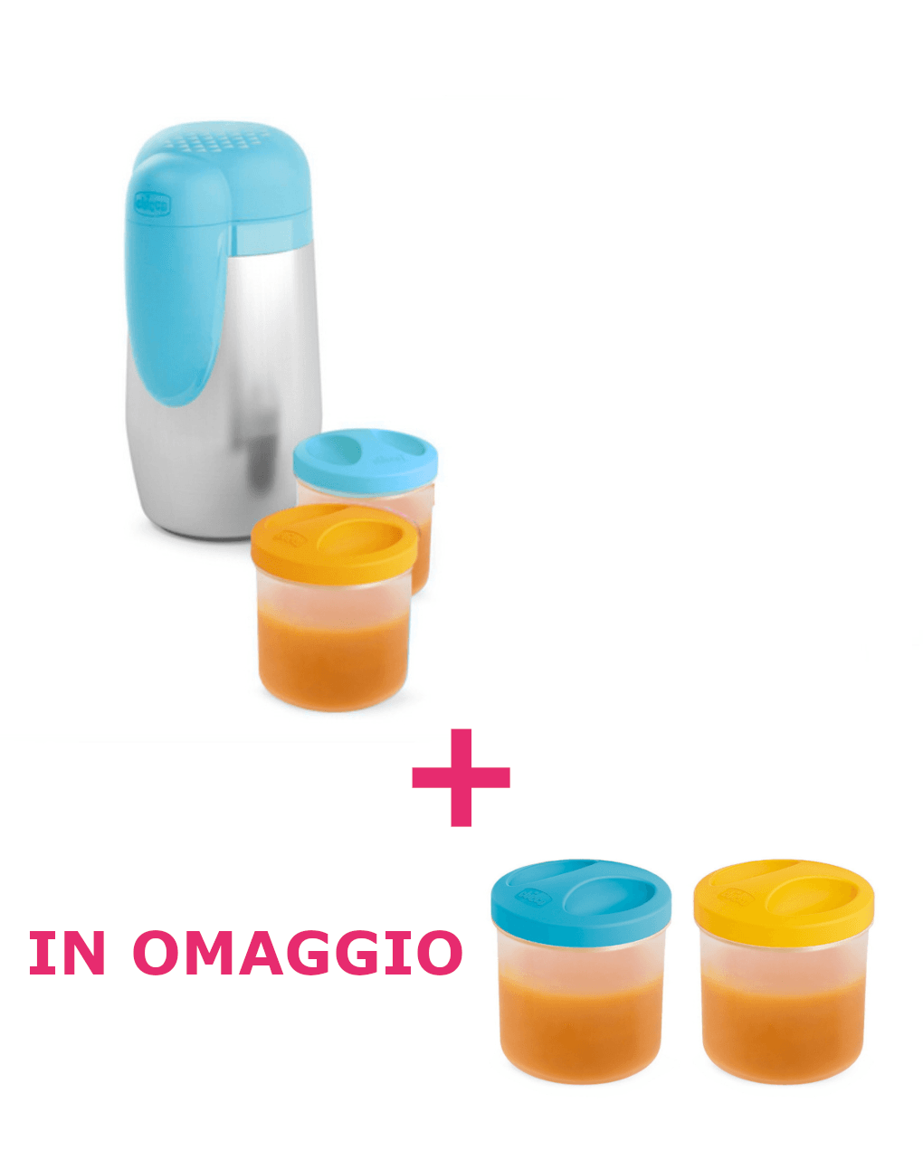 Portavivande termico step up + 2 vasetti thermos 2x250 ml in omaggio - chicco