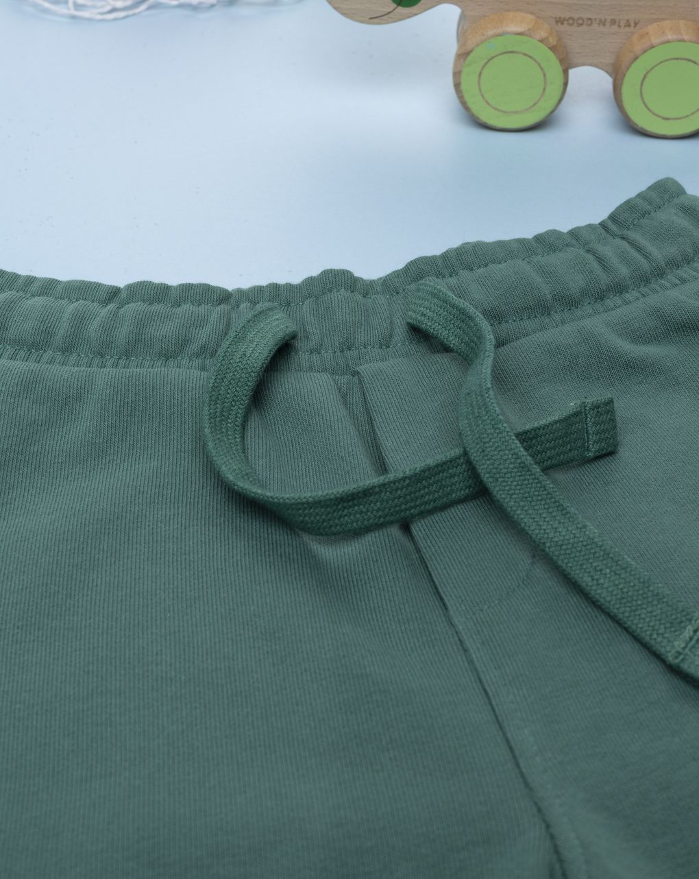 Pantalone french terry bimbo verde con coulisse