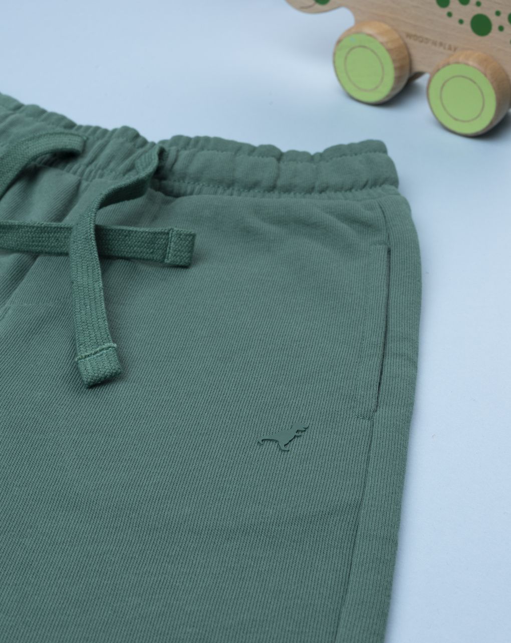 Pantalone french terry bimbo verde con coulisse