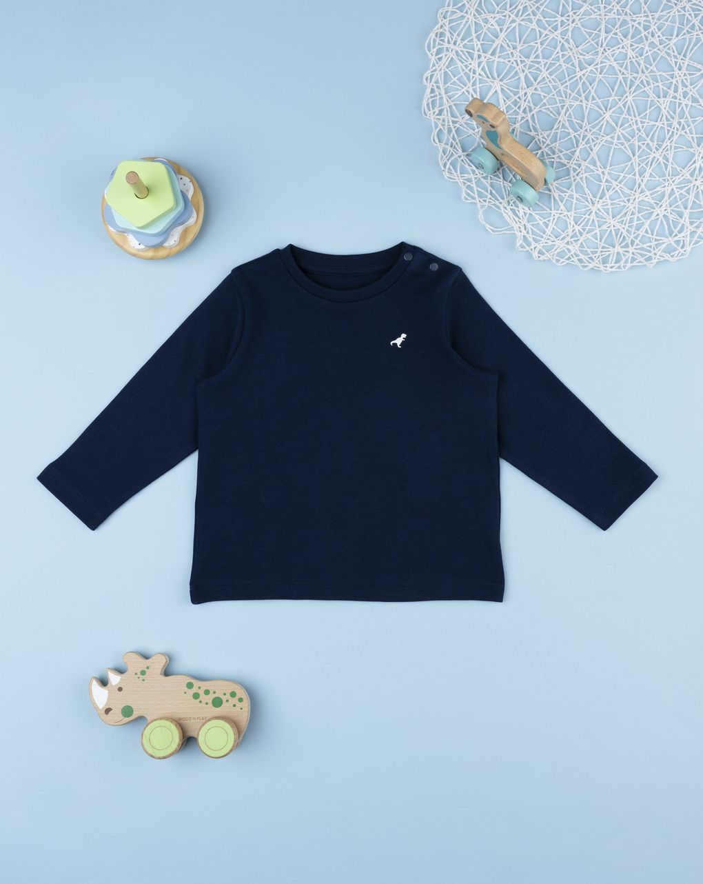 T-shirt bimbo tinta unita blu