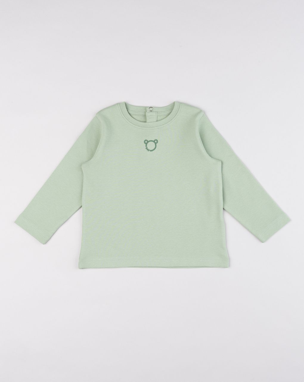 T-shirt bimbo maniche lunghe verde orsetto