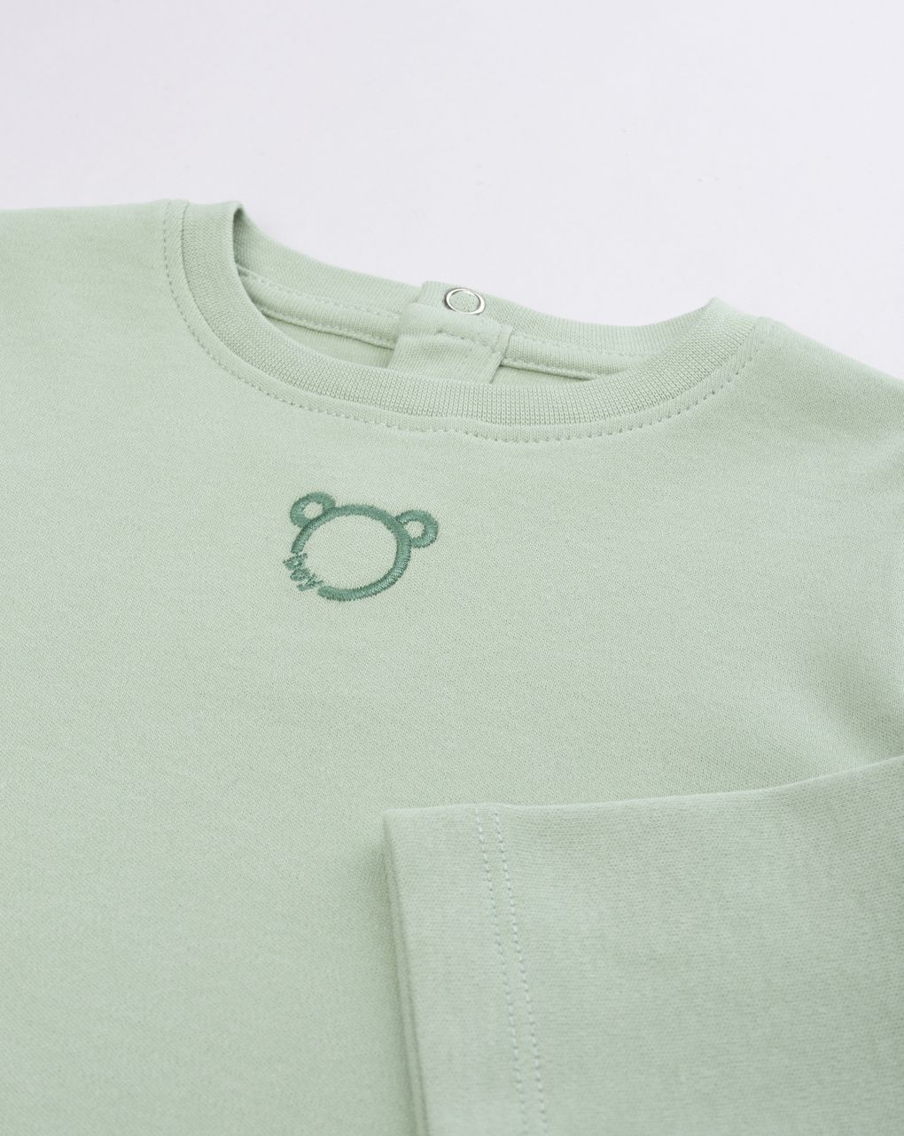 T-shirt bimbo maniche lunghe verde orsetto