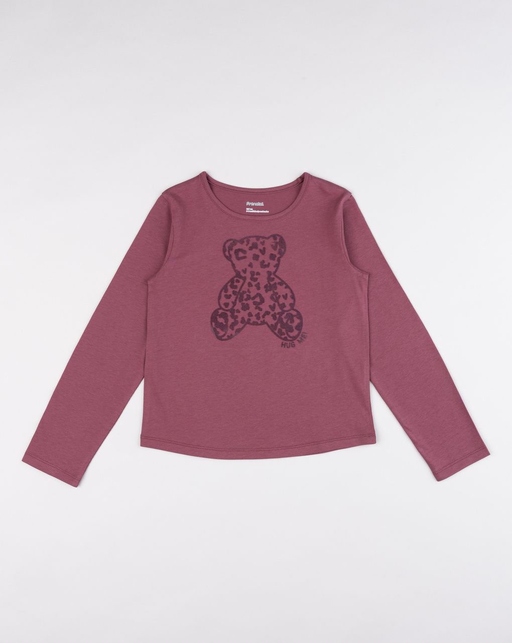 T-shirt bambina rosa scuro con stampa orso