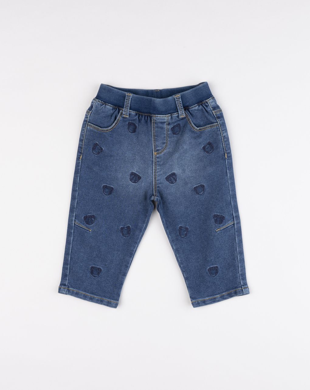 Pantaloni bimbo denim con orsetti allover