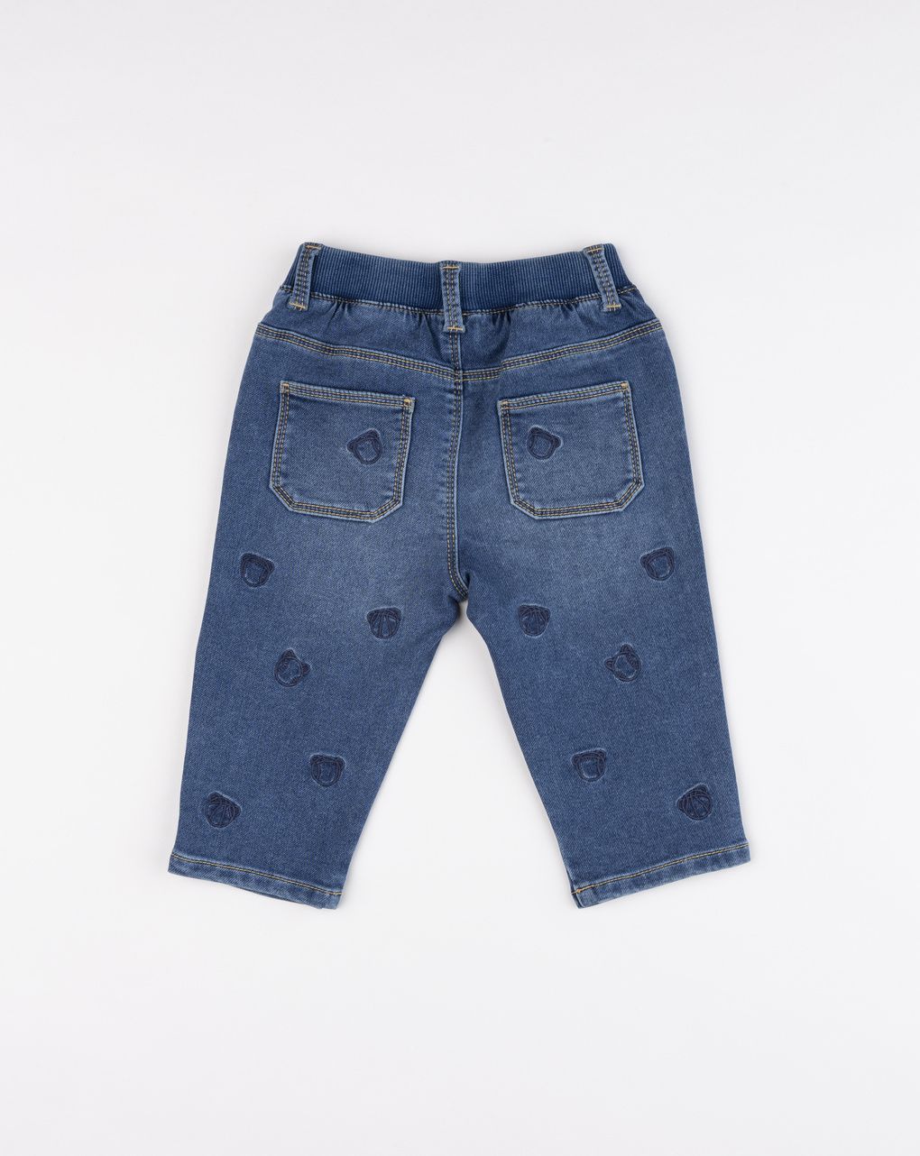 Pantaloni bimbo denim con orsetti allover