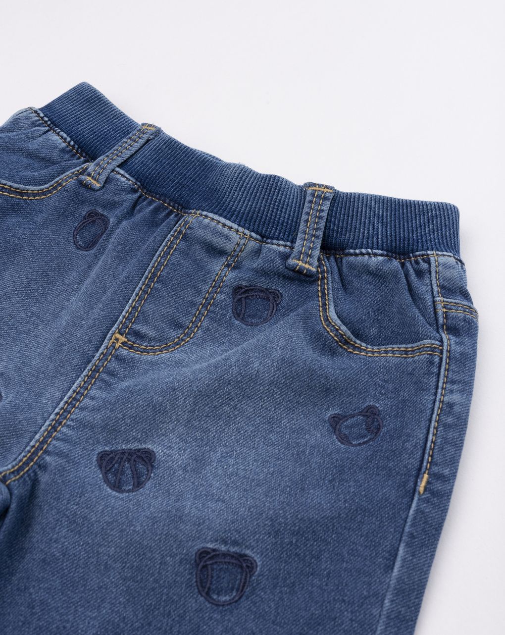 Pantaloni bimbo denim con orsetti allover