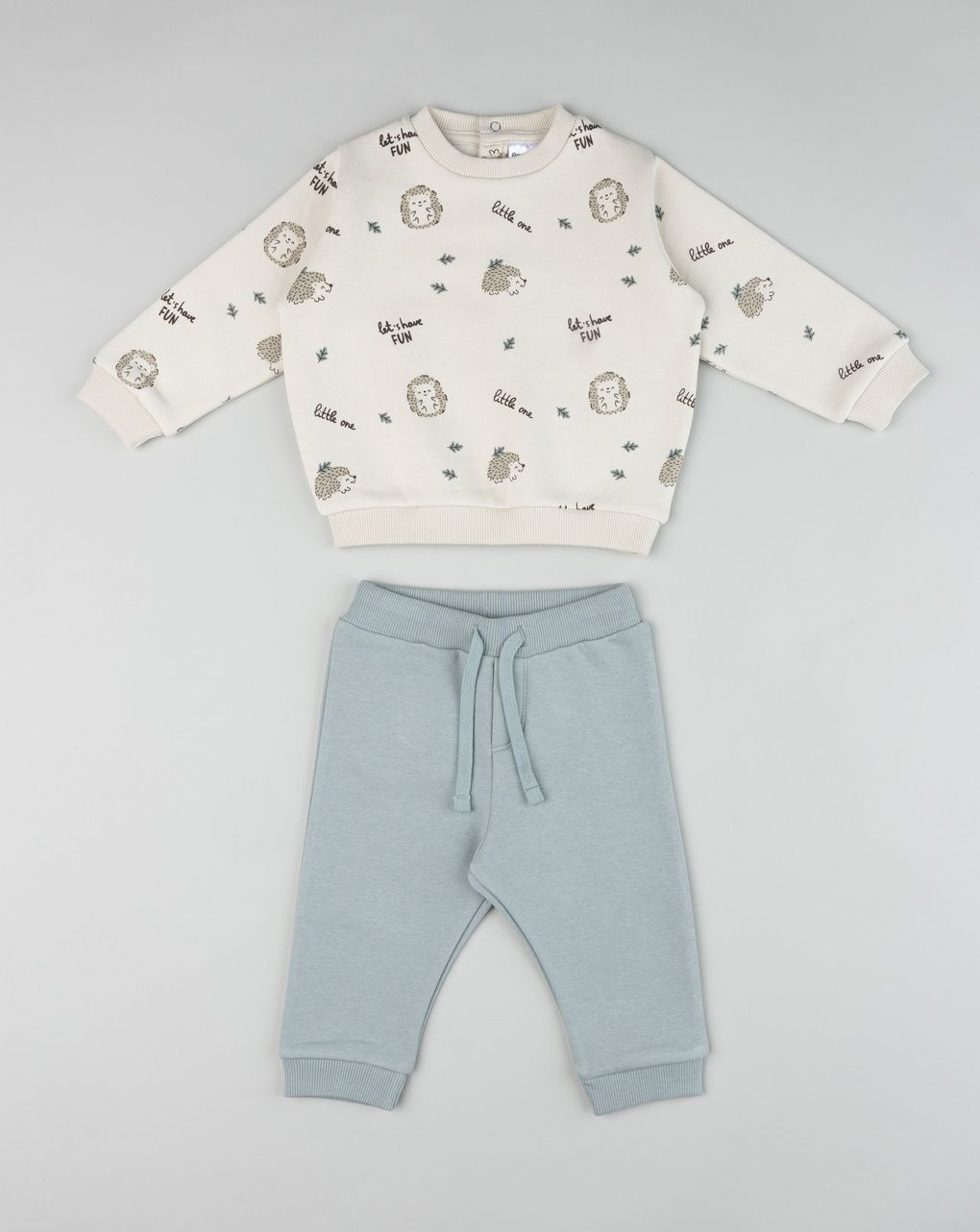 Completo jogging bimbo beige/grigio stampato