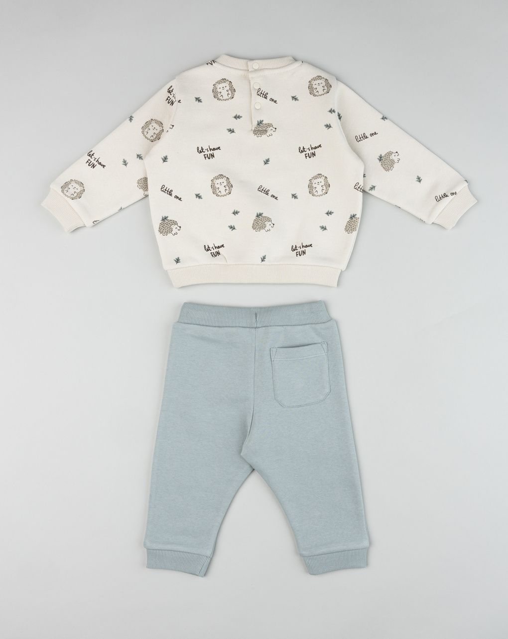 Completo jogging bimbo beige/grigio stampato