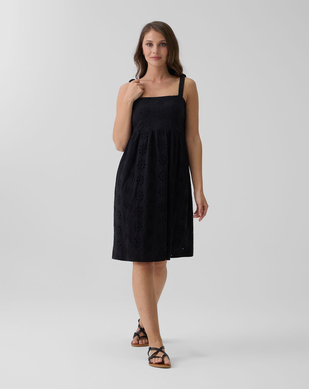 Abito premaman nero sangallo con spalline