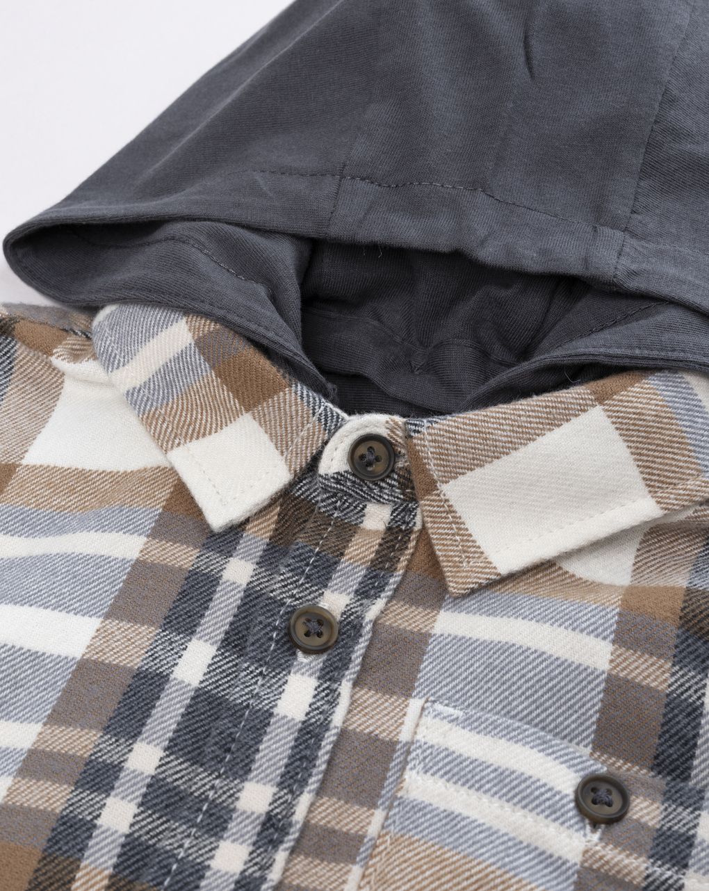 Camicia bambino in flanella con cappuccio removibile