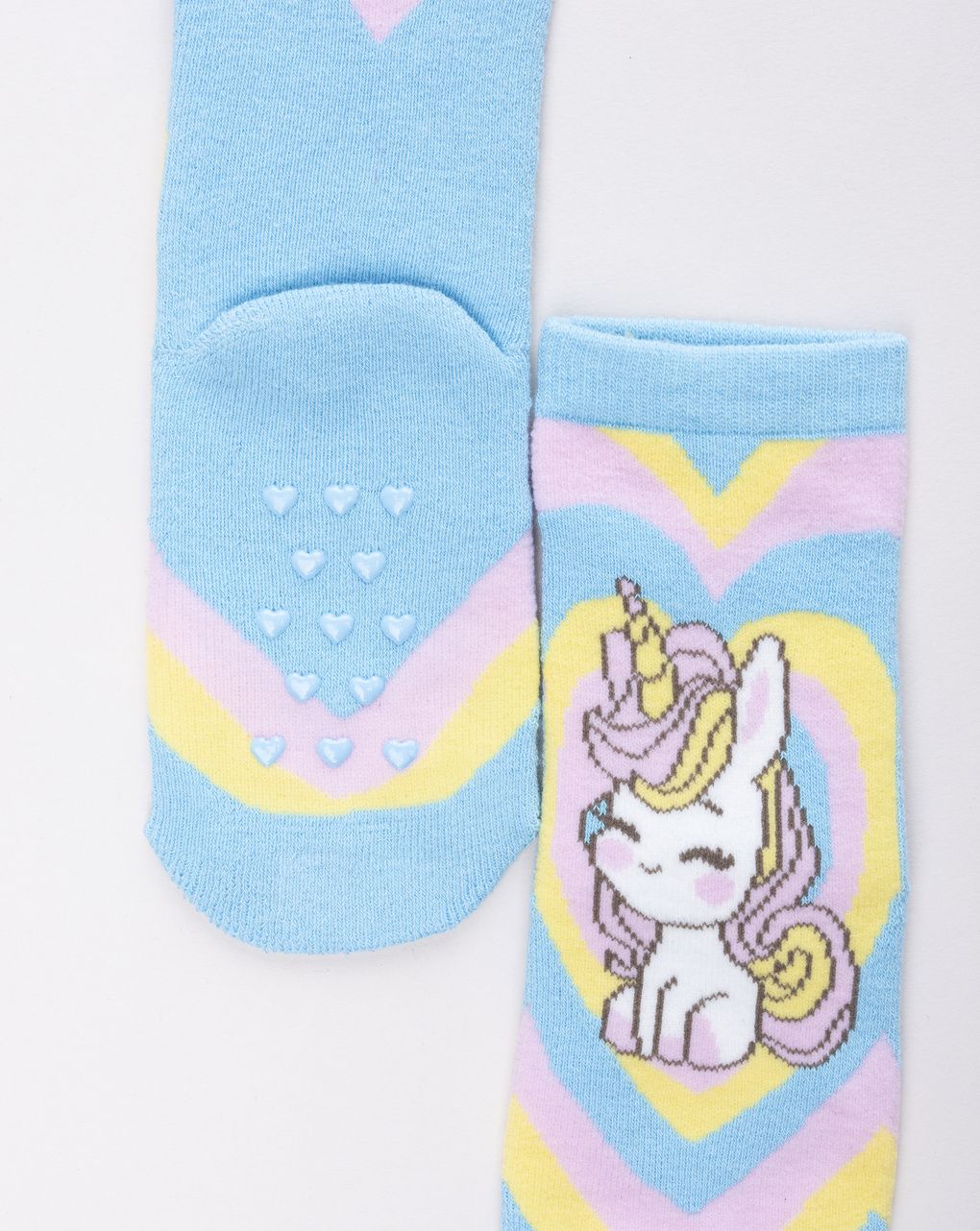 Calze antiscivolo bimba azzurre unicorni