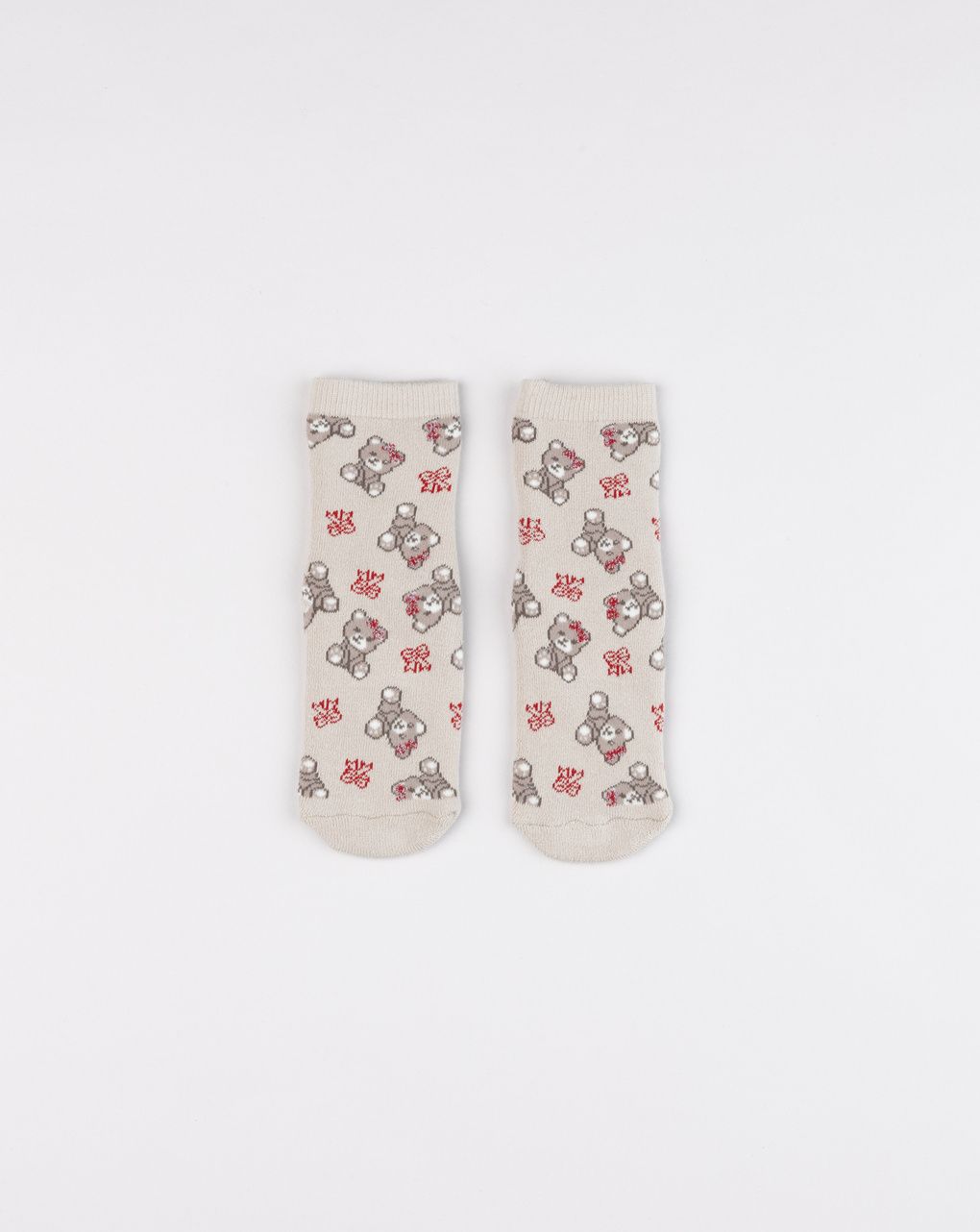 Calze antiscivolo bimba beige orsetti