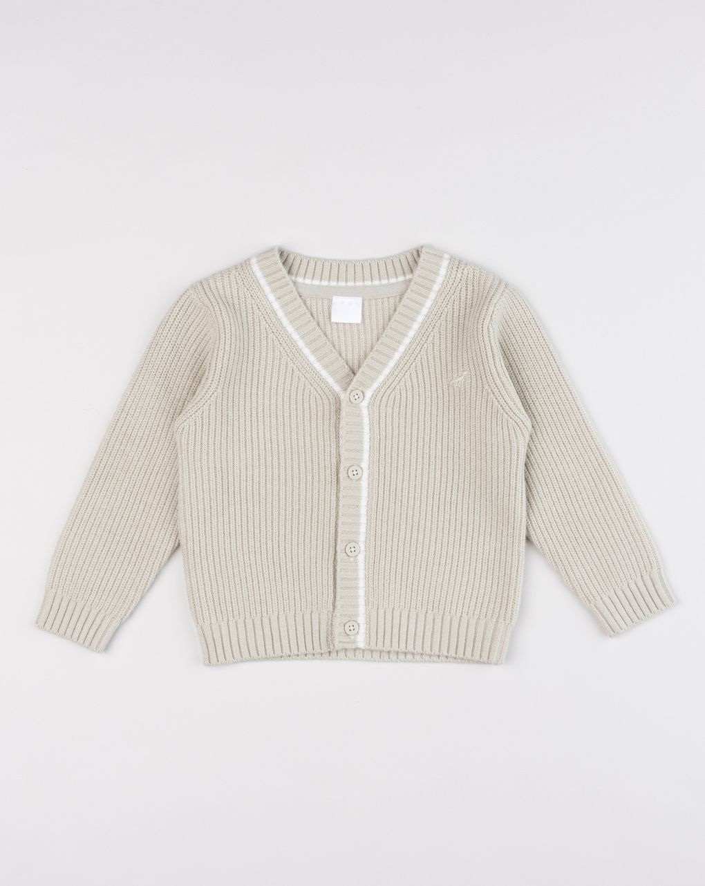 Cardigan bimbo beige in maglia stile college