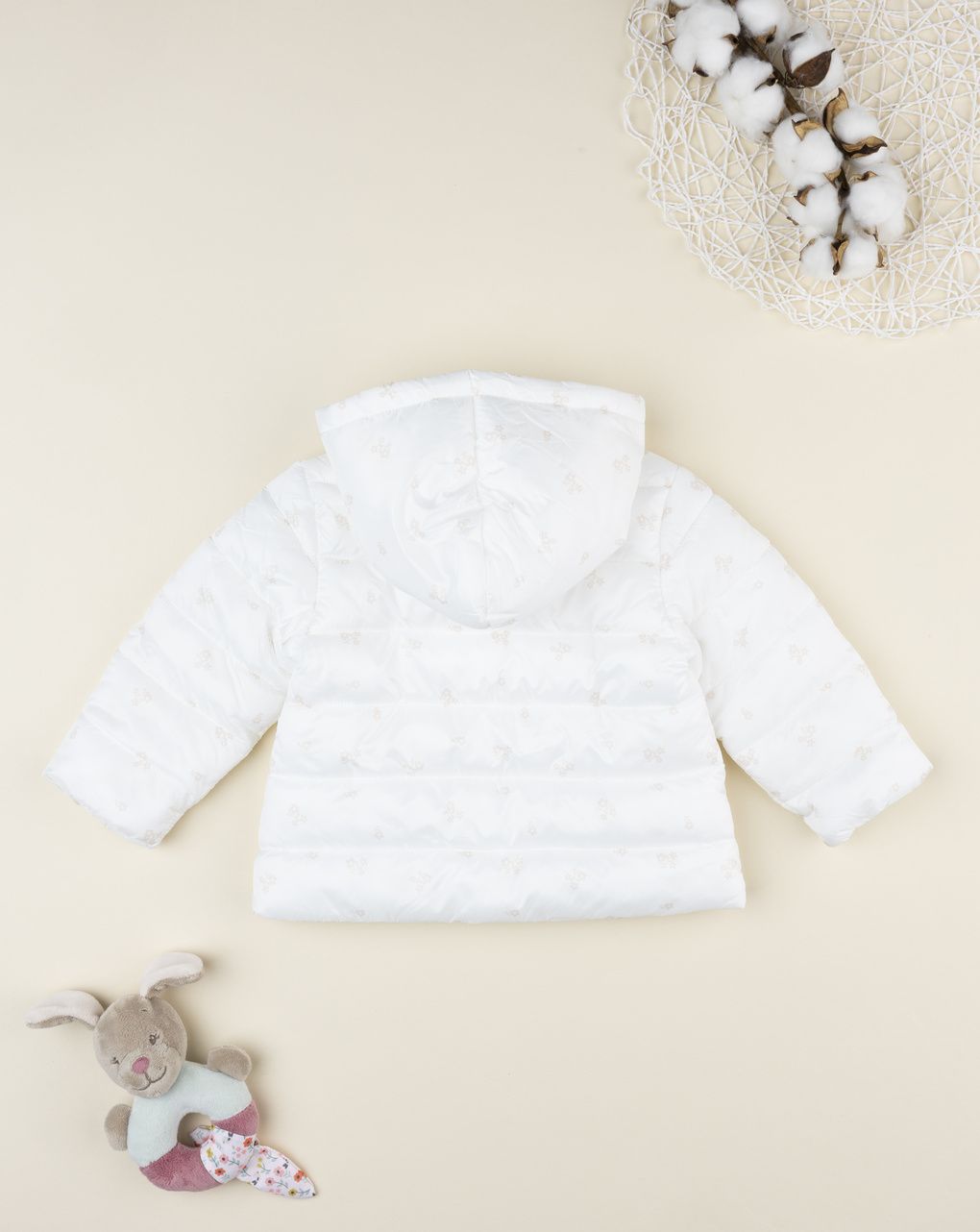 Giacca bimba bianca con cappuccio e zip