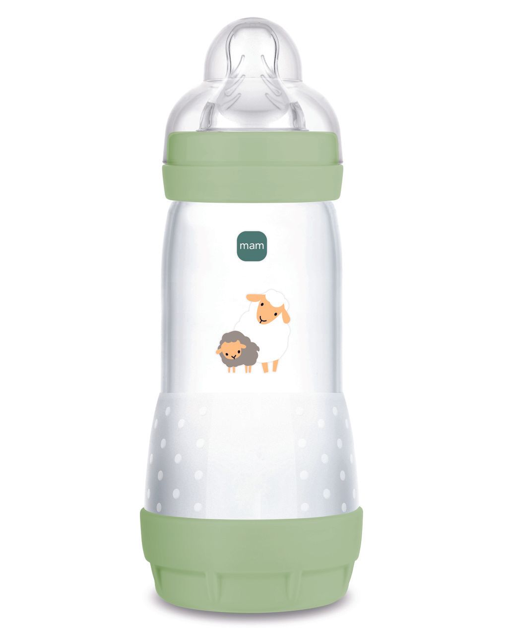 Mam biberon easy start 320 ml, biberon anticolica per allattamento misto, riduce le bolle d'aria e il rischio di coliche, verde, 4+ mesi