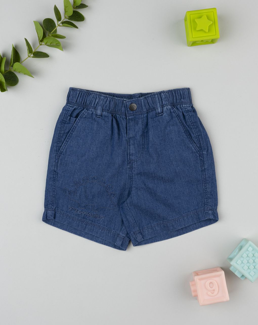 Shorts bimbo blu denim con coulisse