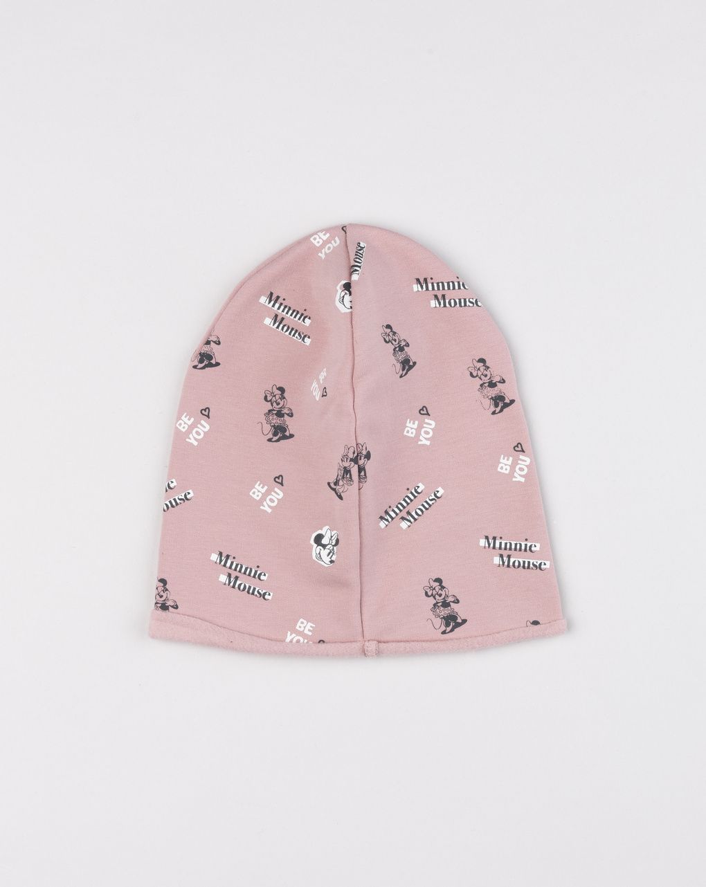 Berretto beanie bambina con stampa minnie rosa antico
