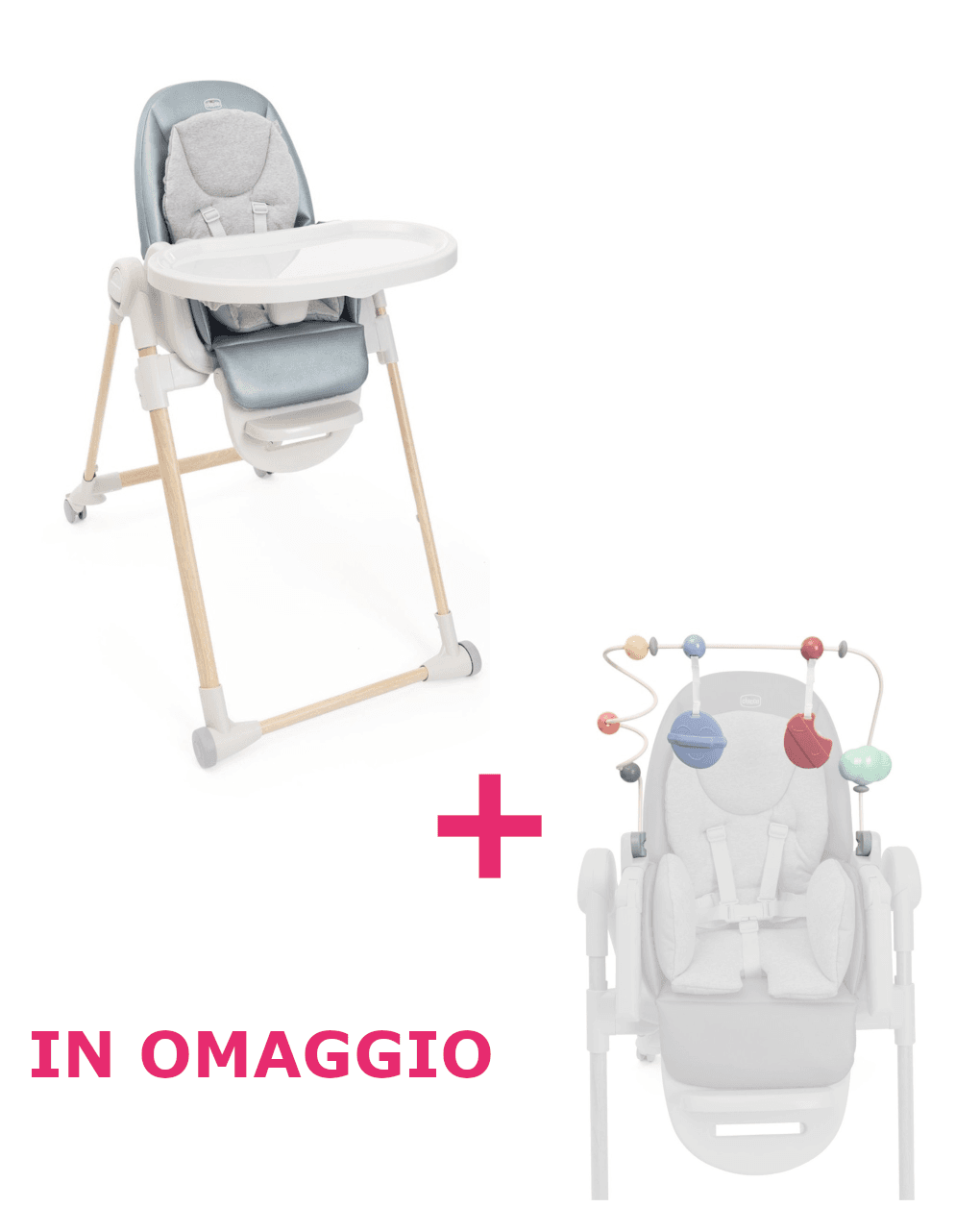 Seggiolone polly armonia greenery + centro attività rainbow in omaggio - chicco