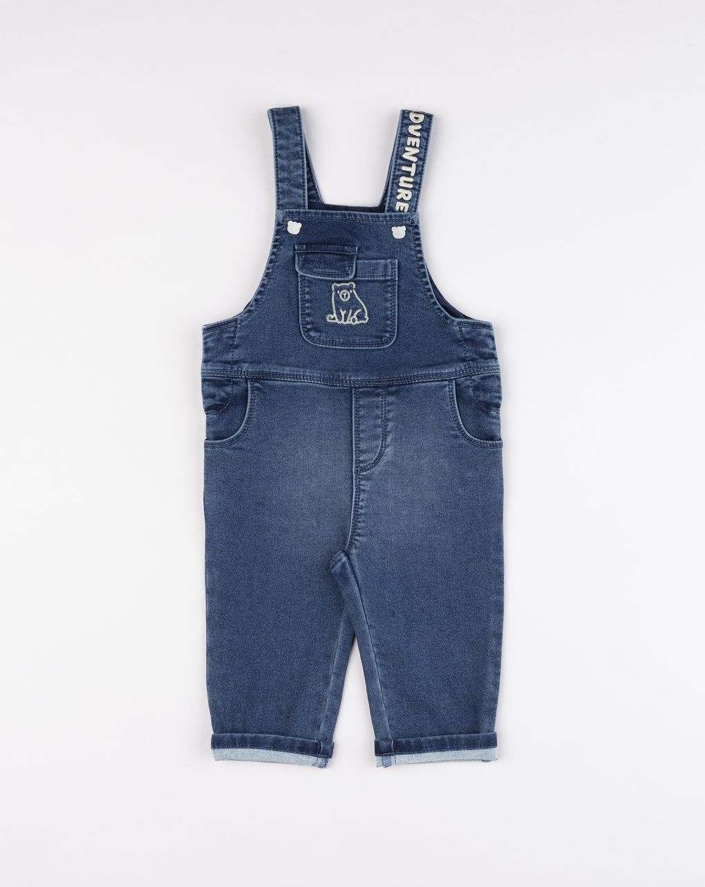 Salopette denim bimbo ricamo orso