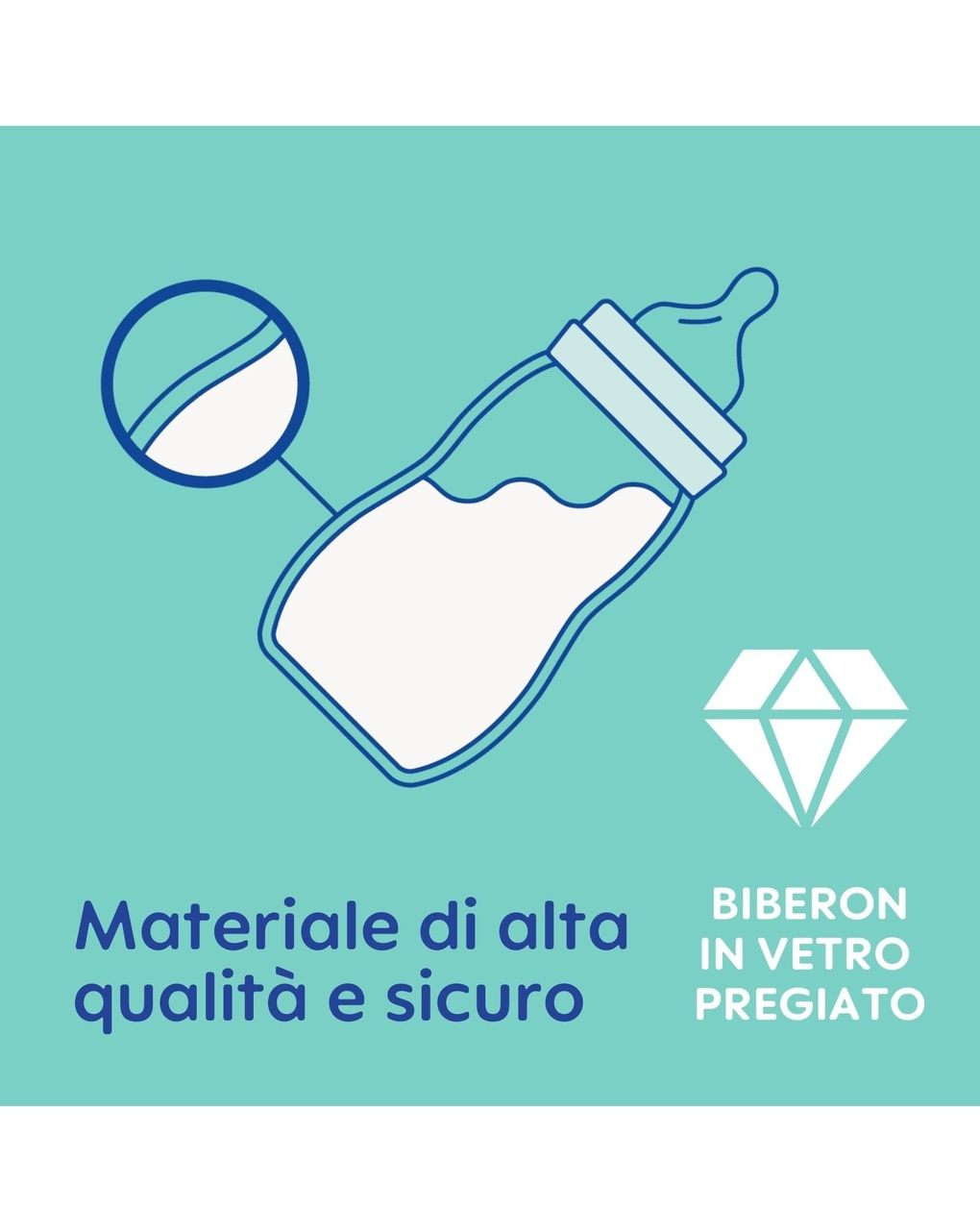 Mam biberon feel good 260 ml, biberon vetro pregiato resistente alle alte temperature, neutro