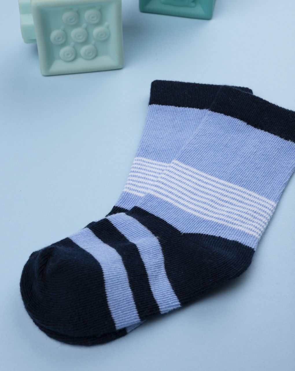 Coppia di calze bimbo azzurre a righe