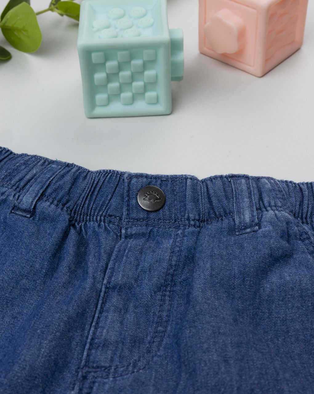 Shorts bimbo blu denim con coulisse