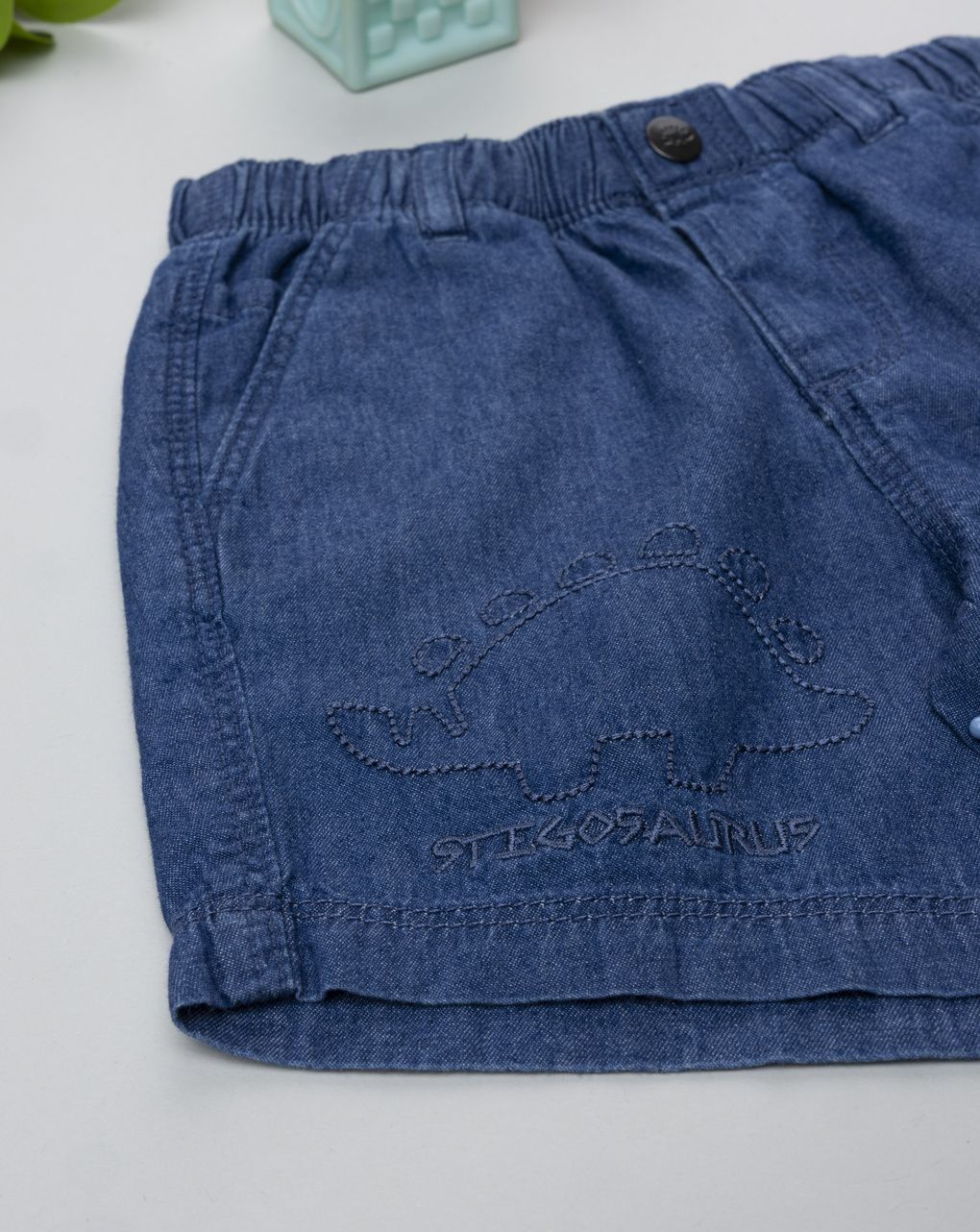 Shorts bimbo blu denim con coulisse
