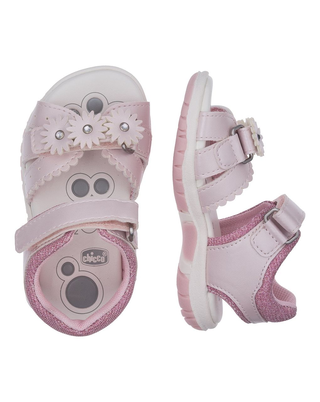 Sandalo bimba rosa con fiori - chicco felicia
