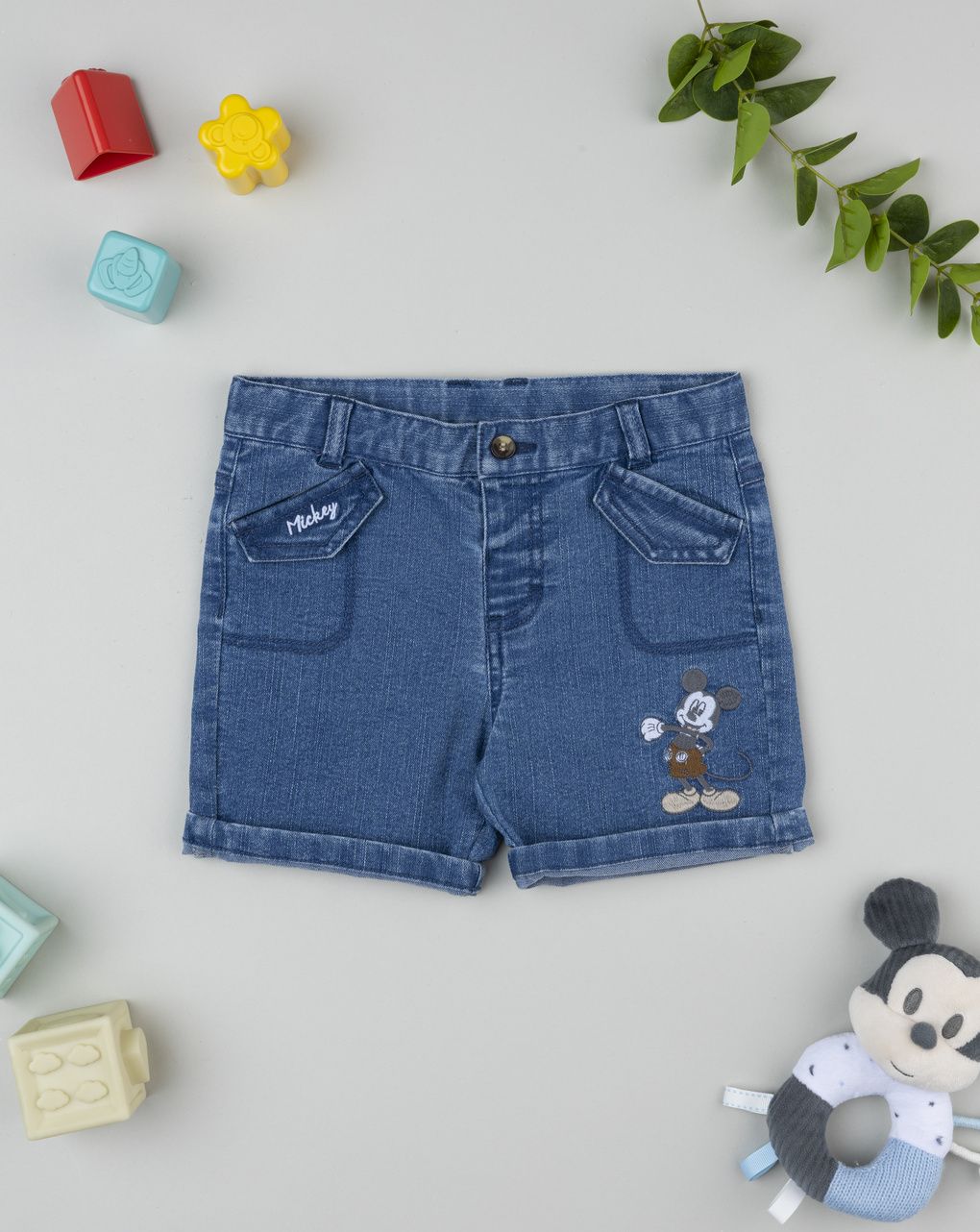 Pantaloni corti bimbo denim mickey mouse