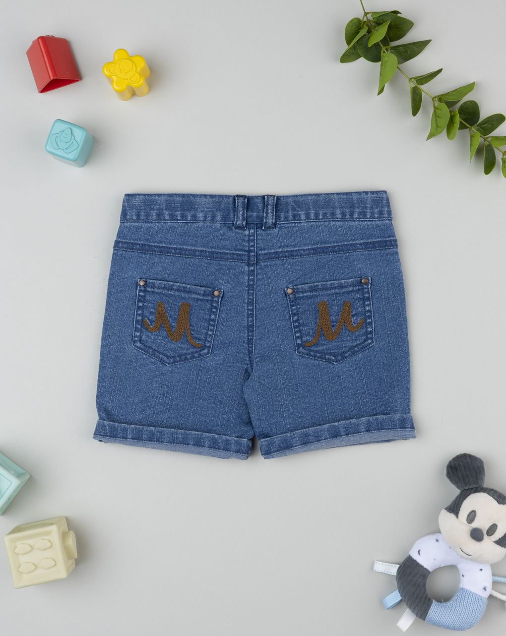 Pantaloni corti bimbo denim mickey mouse
