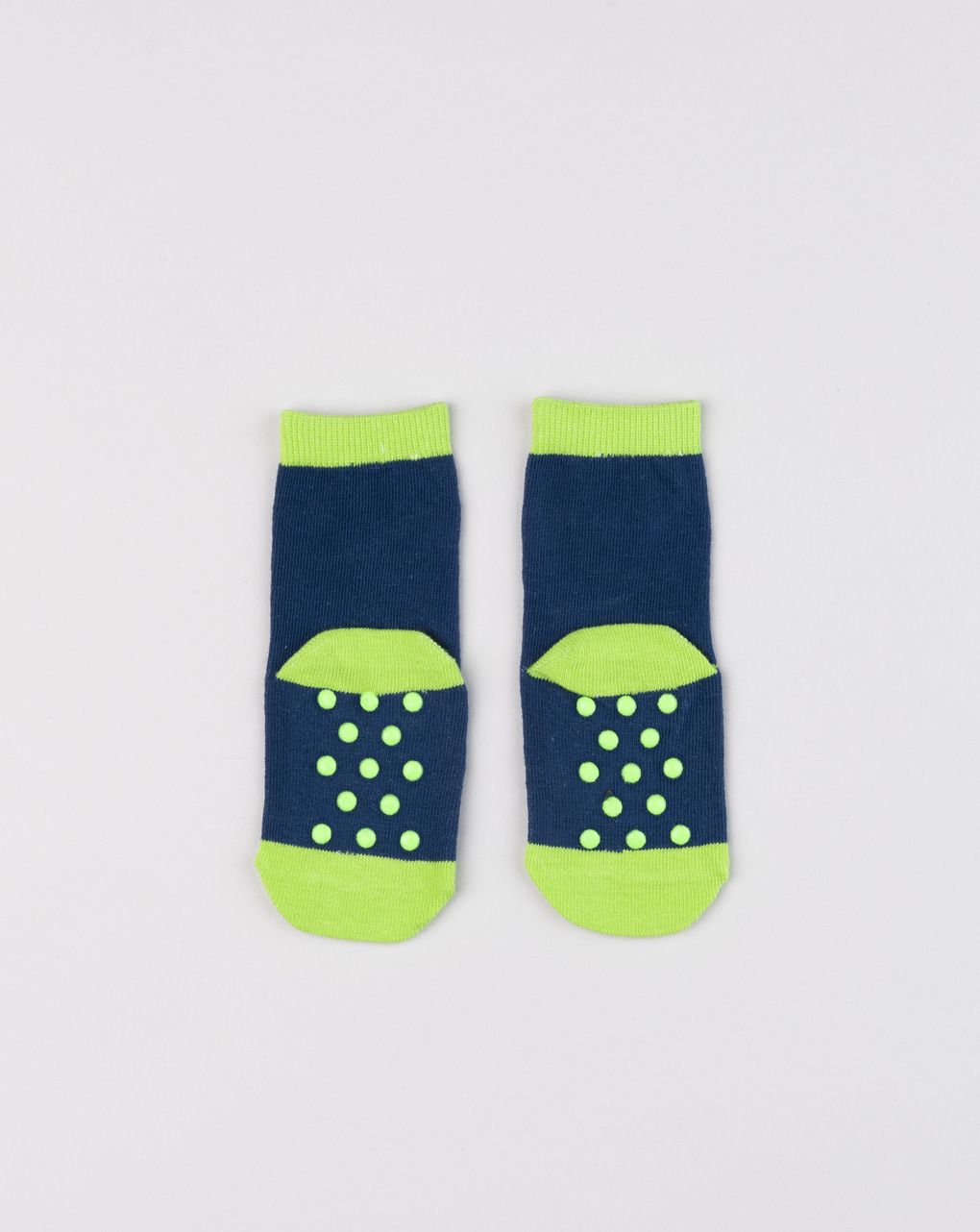 Antiscivolo bimba blu navy con coniglietto e foglia