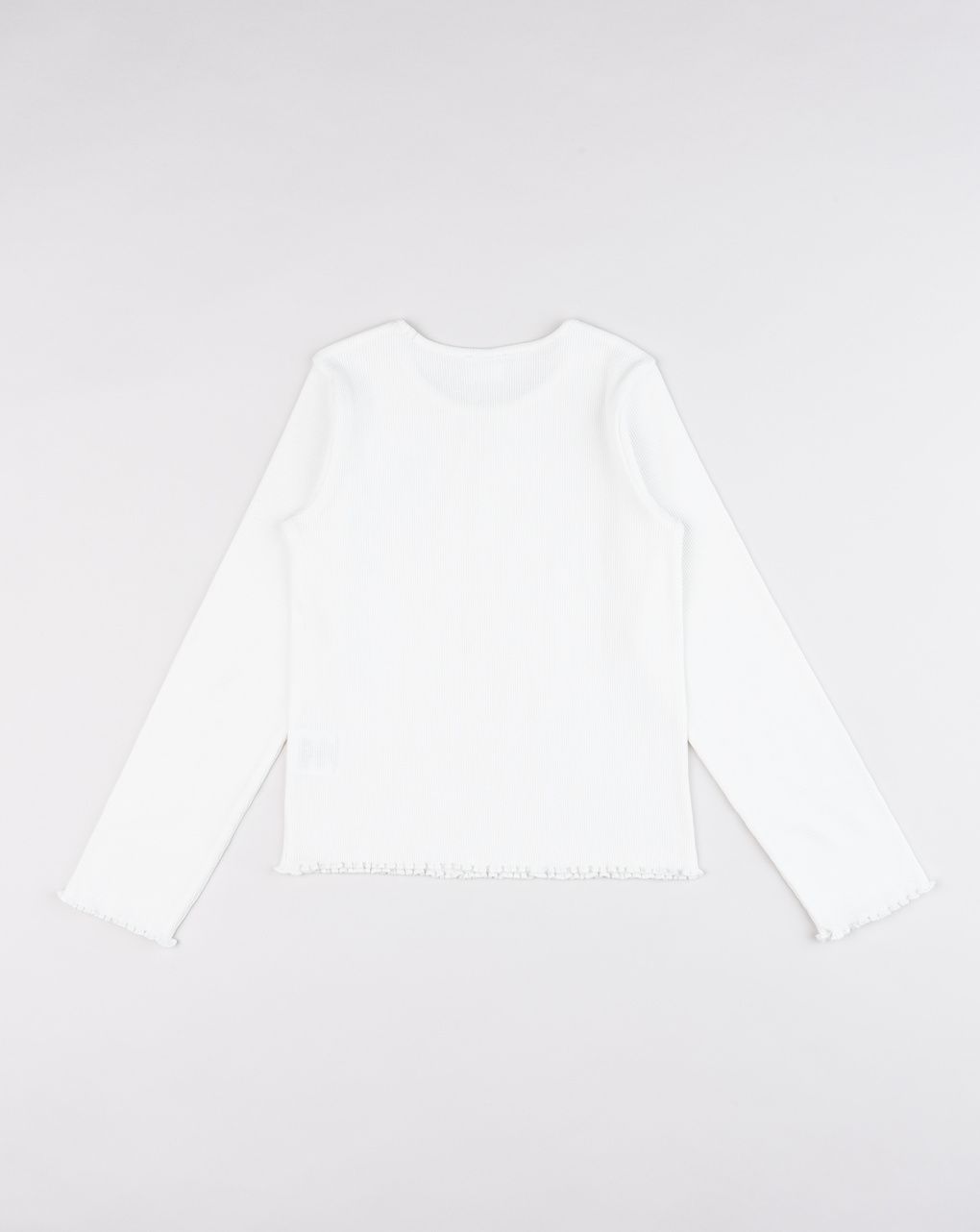 T-shirt bambina a costine blu con ricamo fiocco